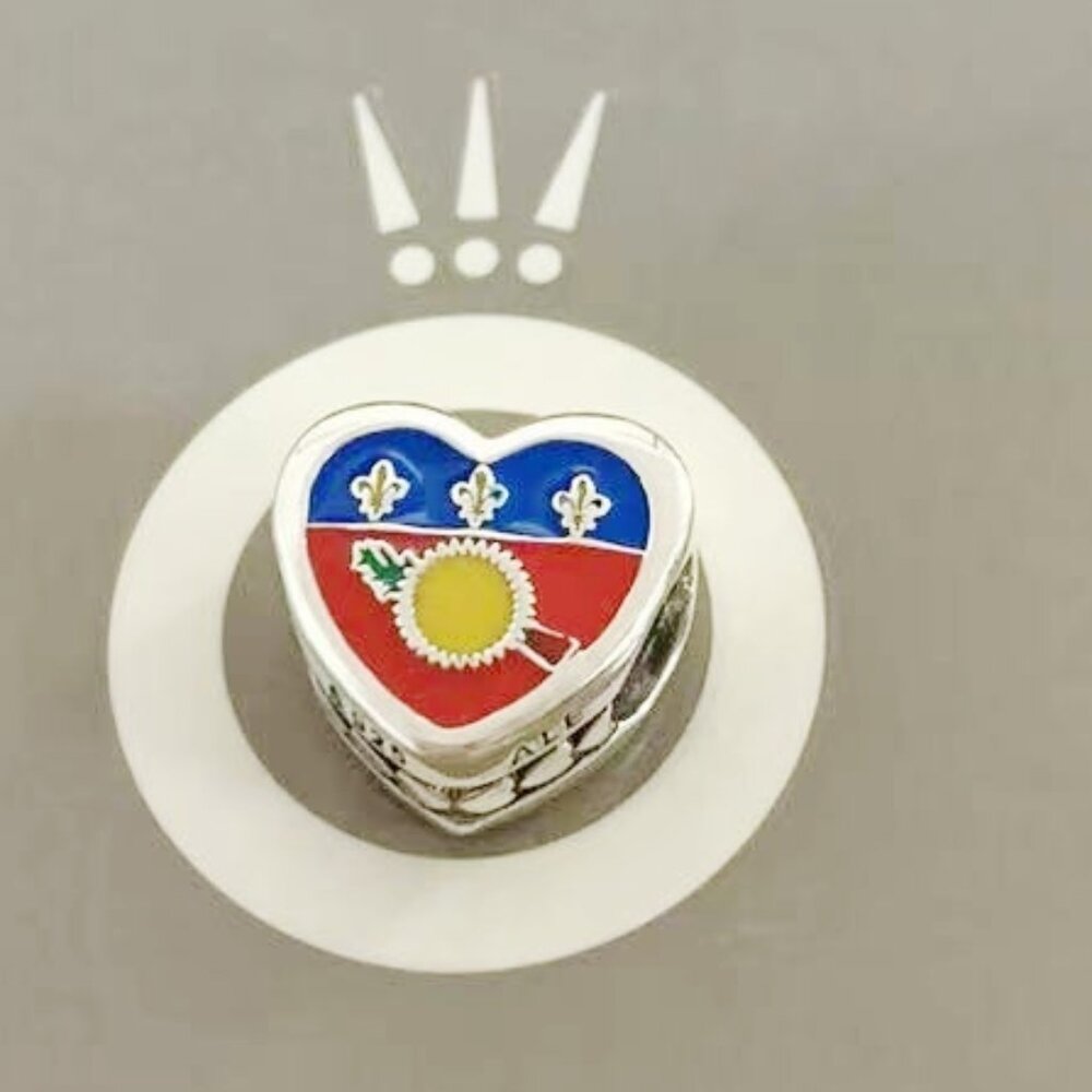 Pandora Guadeloupe Flag Exclusive Heart Charm Bead